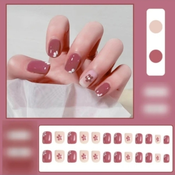 2/$16 Floral Short Press On Nails - Picture 9 of 16